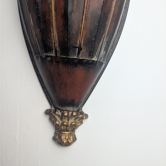 Rustic /Bronze  Decor Metal Large Tall Scalloped Wall Sconce - Picture 5 of 8